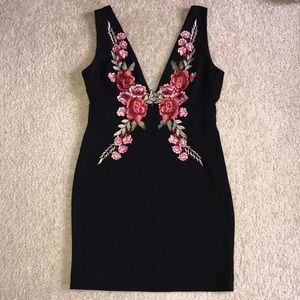 Fashion nova dress with stitches on rose detail